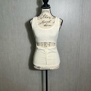 Zara Cream Sleeveless Cutout Top Size Medium